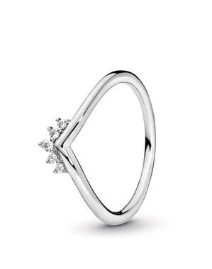 Pandora Tiara Wishbone Cubic Zirconia Sterling Silver Ring, Size 4